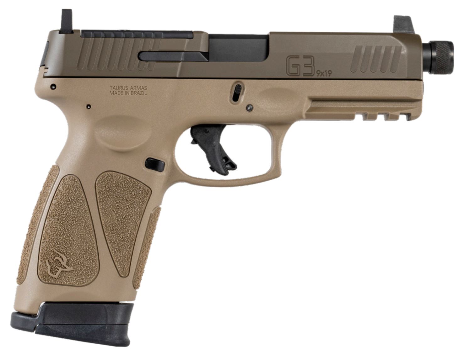 Taurus G3 T.O.R.O. Tactical Pistol - Tan / Patriot Brown | 9mm | 4.5" Barrel (Threaded) | 10rd | Co-Witness Sights | Optics Ready
