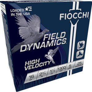 Fiocchi 16HV5 Field Dynamics High Velocity 16 Gauge 2.75" 1 1/8 oz 5 Shot 25 Per Box/ 10 Case