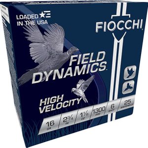 Fiocchi 16HV6 Field Dynamics High Velocity 16 Gauge 2.75" 1 1/8 oz 6 Shot 25 Per Box/ 10 Case