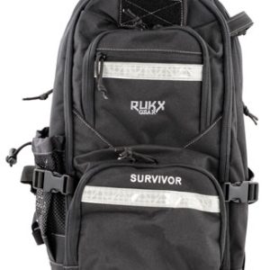 Rukx Gear ATICTSURB Survivor Backpack Black 600D Polyester w/ Non-Rust Zippers, Hidden Handgun Pocket, Reinforced Webbing & Internal Storage Straps