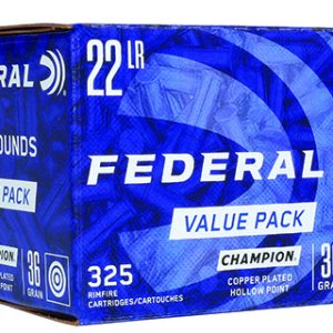 Federal 725 Champion Training Value Pack 22 LR 36 gr Copper Plated Hollow Point 325 Per Box/ 10 Case
