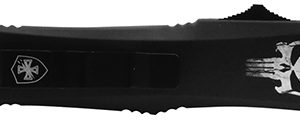 Templar Knife MFL23-1 Fallen Gen II Slim 3.43" OTF Tanto Plain Black Oxide Stonewashed 440C SS Blade/5.05" Black w/Skull Aluminum Handle Features Glass Breaker Includes Pocket Clip/Sheath