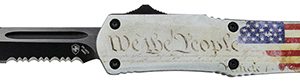 Templar Knife SWTP531 We The People Gen II Small 2.25" OTF Tanto Part Serrated Black 440C SS Blade US Flag Zinc Aluminum Alloy Handle Features Glass Breaker/Pocket Clip