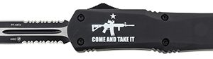 Templar Knife LAR15431 Come And Take It Gen II Large 3.50" OTF Dagger Part Serrated Black 440C SS Blade Black Zinc Aluminum Alloy Handle Features Glass Breaker/Pocket Clip