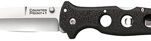 Cold Steel CS10AB Counter Point I 4" Folding Spear Point Plain Satin AUS-10A SS Blade/ Black Griv-Ex Handle Includes Pocket Clip