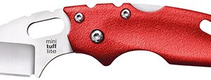 Cold Steel CS20MTR Tuff Lite Mini 2" Folding Sheepsfoot Plain 4034 Stainless Steel Blade/ Red Griv-Ex Handle Includes Pocket Clip