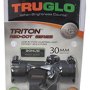 TruGlo TG-TG8230B Triton  Black Anodized 1x 30mm 5 MOA Illuminated Tri-Color Dot Reticle Clamshell Packaging