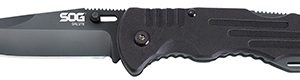 S.O.G SOG-FF11-CP Salute  3.62" Folding Clip Point Plain Black Hardcased 8Cr13MoV SS Blade Black G10 Handle Includes Belt Clip