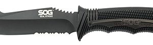S.O.G SOGSS1003CP Seal Strike 4.90" Fixed Clip Point Part Serrated AUS-8A SS Blade Black Textured GRN/SS Handle Includes Belt Clip/Sheath