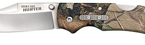 Cold Steel CS23JE Double Safe Hunter 3.50" Folding Clip Point Plain Satin 8Cr13MoV SS Blade/ Camo GFN Handle Includes Pocket Clip