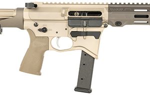 Maxim Defense MXM48173 CPS MD9 9mm Luger Caliber with 5.50" Barrel, Arid Brown Anodized Metal Finish, Black Maxim CQB Brace & Polymer Grip Right Hand