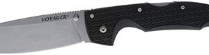 Cold Steel CS29AXB Voyager XL 5.50" Folding Drop Point Plain Stonewashed AUS-10A SS Blade/6.75" Black Textured Griv-Ex Handle Includes Belt Clip
