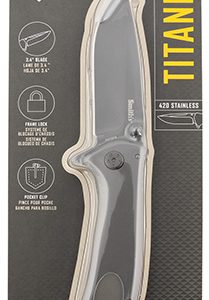 Smiths Products 51010 Titania II 3.50" Folding Drop Point Plain Satin Titanium Coated Stainless Steel Blade/Stainless Steel Handle Includes Pocket Clip