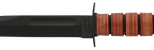 Ka-Bar 1217 USMC Fight/Utility 7" Fixed Clip Point Plain Black 1095 Cro-Van Blade. Brown Leather Handle. Includes Sheath