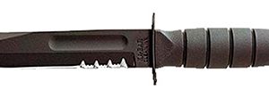Ka-Bar 1257 Short Fight/Utility 5.25" Fixed Clip Point Part Serrated Black 1095 Cro-Van Blade, Black Kraton G Handle, Includes Sheath
