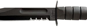 Ka-Bar 1214 Fighting/Utility  7" Fixed Clip Point Serrated Black 1095 Cro-Van Blade, Black Kraton G Handle, Includes Sheath