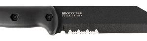Ka-Bar BK3 Becker Tac Tool 7" Fixed Chisel w/Wire Cutter Part Serrated Black 1095 Cro-Van Blade, Black Ultramid Handle, Includes Sheath