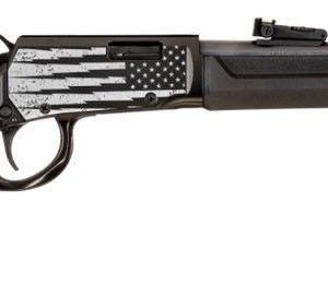 Rossi Rio Bravo Lever Action Rifle - Black | .22 LR | 18" Barrel | 15rd | Polymer Stock & Forend | Adj. Fiber Optic Sights | US Flag Lighting Engraving