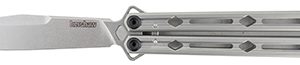 Kershaw 5150 Lucha  4.60" Butterfly Drop Point Plain Stonewashed 14C28N Steel Blade Bead Blasted Stainless Steel Handle