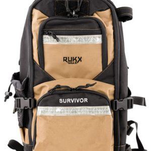 Rukx Gear ATICTSURT Survivor Backpack Tan 600D Polyester w/ Non-Rust Zippers, Hidden Handgun Pocket, Reinforced Webbing & Internal Storage Straps