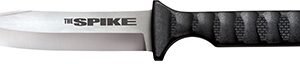 Cold Steel CS-53NBS Spike  4" Fixed Bowie Plain 4116 Stainless Steel Blade/Black Scalloped Griv-Ex Handle Includes Sheath