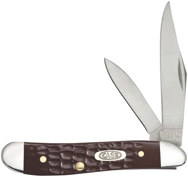 Case 00046 Peanut  2.10"/1.53" Folding Clip/Pen Plain As-Ground Tru-Sharp SS Blade/Brown Jigged Synthetic Handle