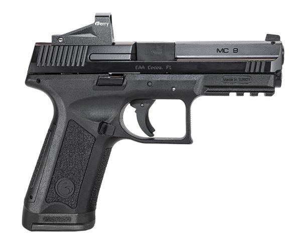 EAA GIRSAN 390350 MC9 TV 9mm Luger 17+1  4.20" Black Steel Barrel  Blued Optic Ready/Serrated Steel Slide  Black Polymer Frame w/Picatinny Rail, EAA Far-Dot Red Dot, Ambidextrous