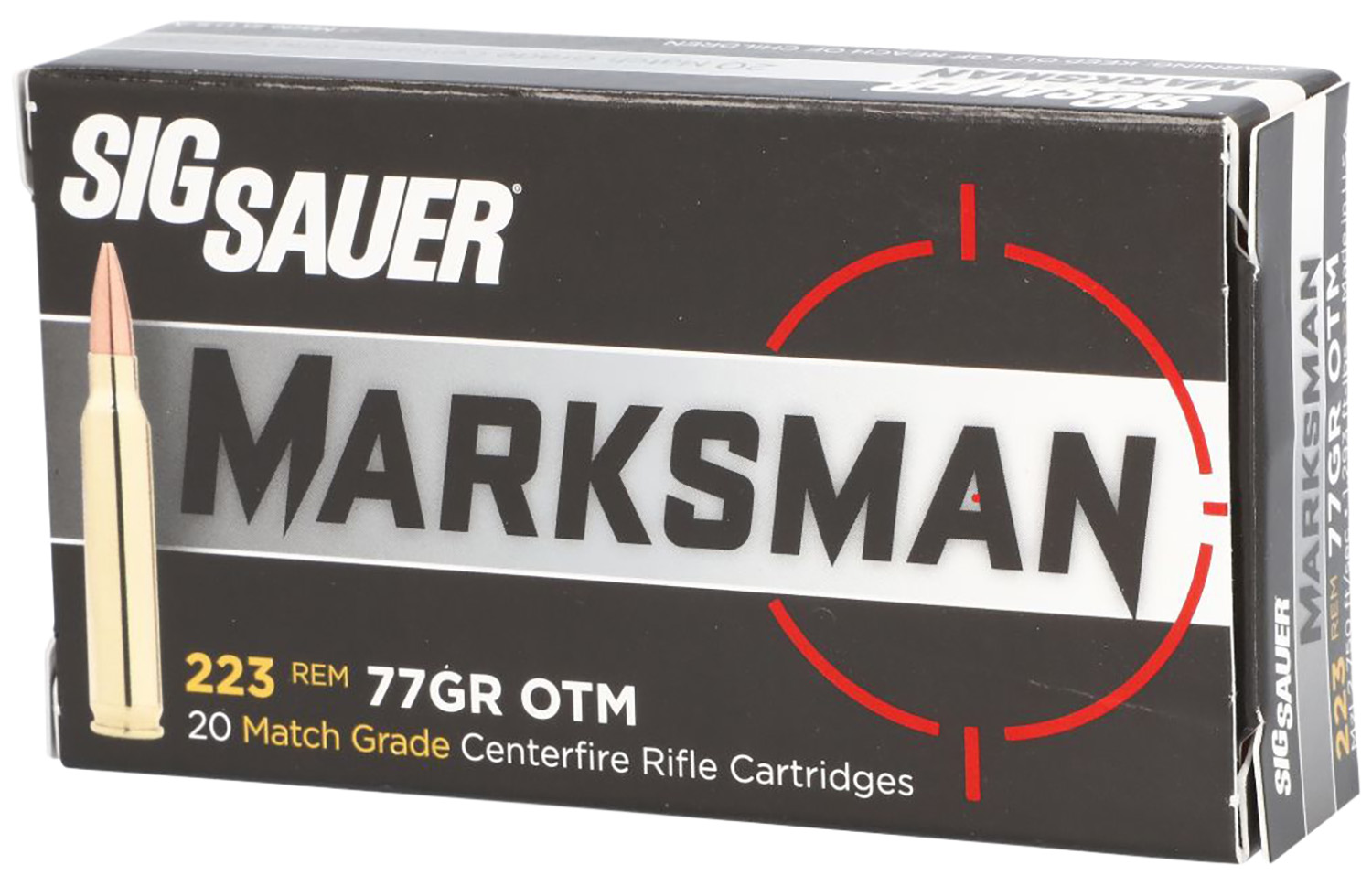 Sig Sauer E223M120 Marksman 223 Rem 77 gr Open Tip Match 20 Per Box/ 25 Case