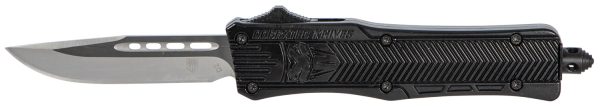 CobraTec Knives SBCTK1SDNS CTK-1  Small 2.75" OTF Drop Point Plain D2 Steel Blade/Black Aluminum Handle Features Glass Breaker Includes Pocket Clip