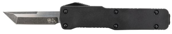 Templar Knife CABR221 Premium Lightweight Micro 1.85" OTF Tanto Plain Black Oxide Stonewashed Powdered D2 Steel Blade/3.50" Black Rubber/Aluminum Handle Features California Legal