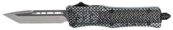 CobraTec Knives SCFCTK1STNS CTK-1  Small 2.75" OTF Tanto Plain D2 Steel Blade/Carbon Fiber Aluminum Handle Features Glass Breaker Includes Pocket Clip