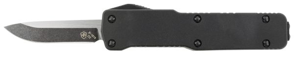 Templar Knife CABR321 Premium Lightweight Micro 1.85" OTF Drop Point Plain Black Oxide Stonewashed Powdered D2 Steel Blade/3.50" Black Rubber/Aluminum Handle Features California Legal
