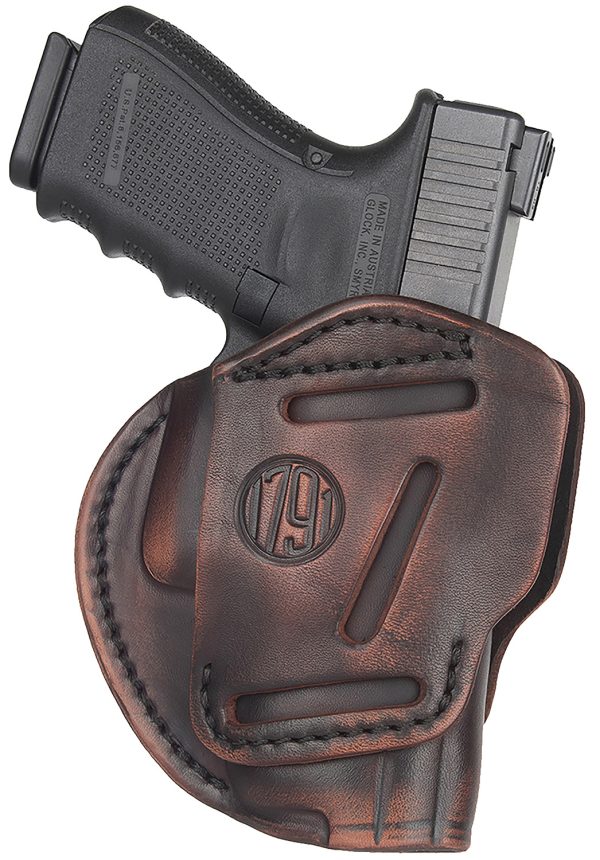 1791 Gunleather 3WH3VTGA 3-Way  IWB/OWB Size 03 Vintage Leather Belt Loop Fits Ruger LC9 Fits Glock 26 Ambidextrous Hand