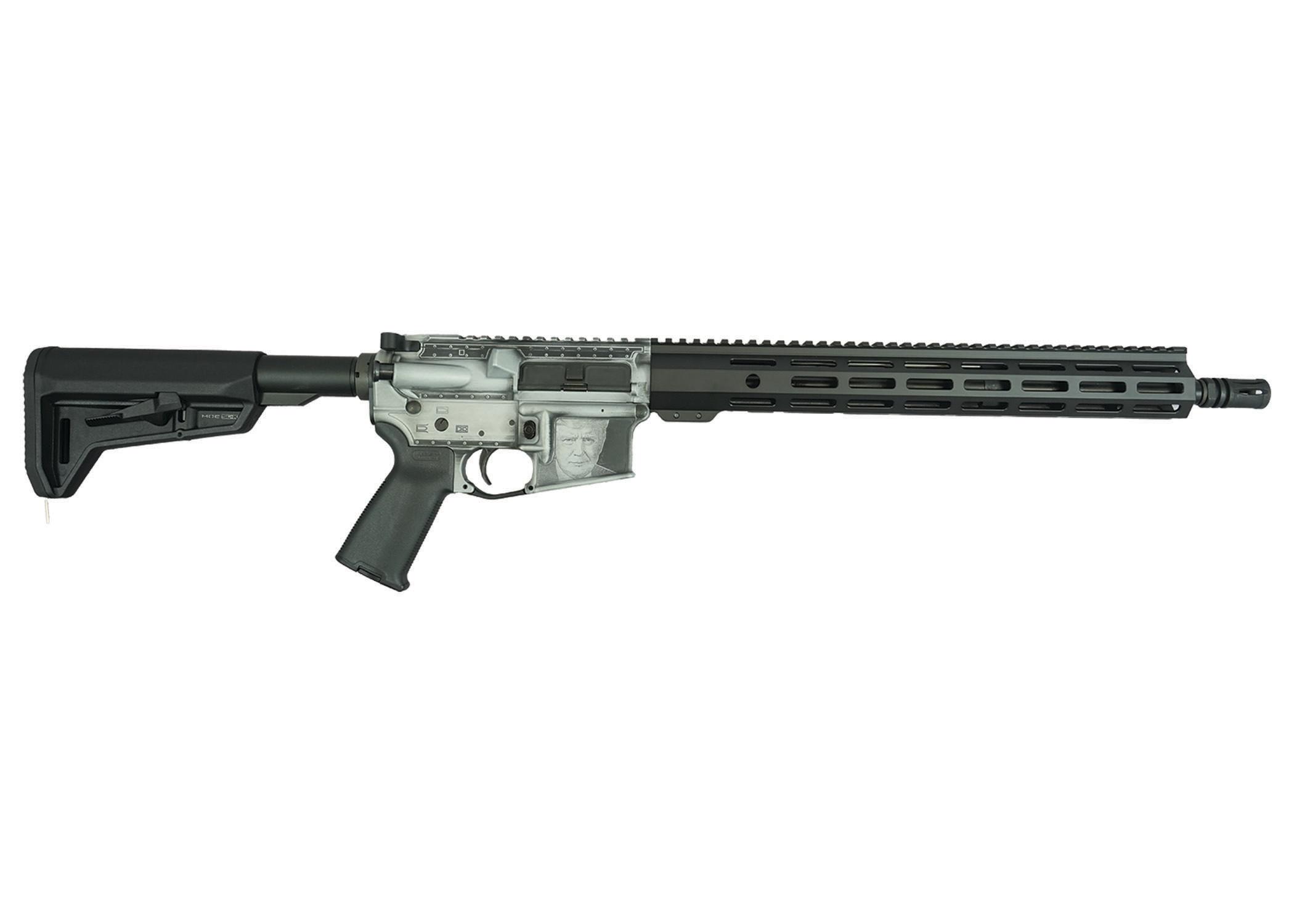 Shark Coast Trump 2.0 AR-15 Rifle w/SCC Lower 5.56 30rd Magazine 16" Barrel Distressed Silver Black