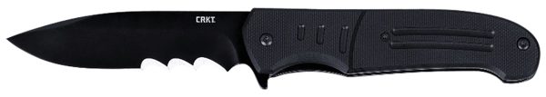 CRKT 6885 Ignitor  3.48" Folding Drop Point Part Serrated Black Oxide 8Cr13MoV SS Blade/Black G10 Handle Includes Pocket Clip