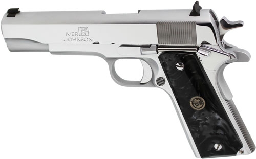 IVER JOHNSON 1911A1 38 SUPER - 5" FS 9RD CHROME BLACK PEARL - Image 2
