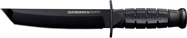 Cold Steel CS-39LSFCT Leatherneck  7" Fixed Plain Tanto Black Matte Powder Coat German D2 Steel Blade/Black Deep Checkered w/double Quillon Guard/ Griv-Ex Handle