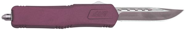 Great Lakes Firearms GLKMDSMTCHY GLFA  Medium 3.50" OTF Plain Steel Blade, Black Cherry Cerakote Aluminum Handle