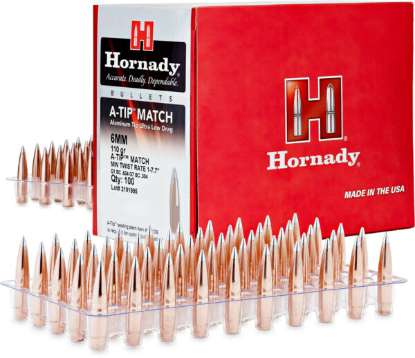 Hornady 245312   6mm .243 110gr A-Tip Match 500 Per Box/6 Case