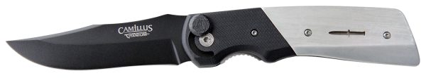 Camillus 19080 Cuda Bolt 3.75" Folding Drop Point Plain Black Carbonitride Titanium AUS-8A SS Blade, Black/Silver Aluminum/G10 Handle