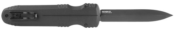 S.O.G SOG15610157 Pentagon  3.79" OTF Spear Point Plain Black TiNi Cryo CPM S35VN Steel Blade, Blackout Aluminum Handle
