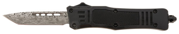 Steel River Knives MT616BDP Spartan  Mini 2.75" OTF Tanto Plain Laser Etched Damascus 440C SS Blade/4.25" Black Aluminum Zinc Alloy Handle