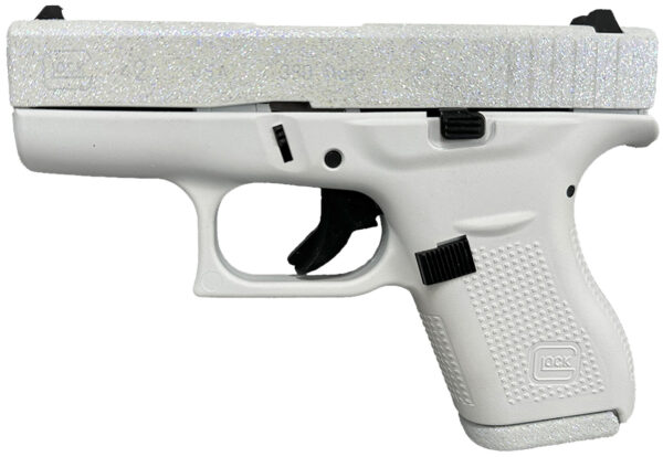 Glock UI4250204NFRST G42 Gen3 Sports South Exclusive 380 ACP 6+1 3.25" Black Steel Barrel, Frost Glitter Cerakote Serrated Steel Slide, Frost Cerakote Polymer Frame, Textured Polymer Grip, USA Made
