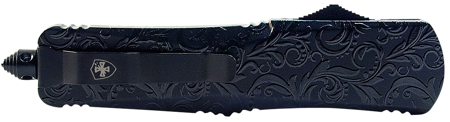 Templar Knife MMDG131 Gen II Maiden Gloss Slim 3.43" OTF Dagger Plain Black Oxide Stonewashed 440C SS Blade, 5.05" Black Gloss Aluminum Handle, Glass Breaker