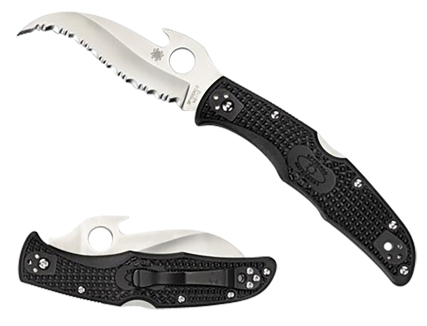 Spyderco C12SBK2W Matriarch 2 3.57" Folding Reverse S Serrated Satin VG-10 SS Blade/Black Bi-Directional Texturing FRN Handle Includes Pocket Clip