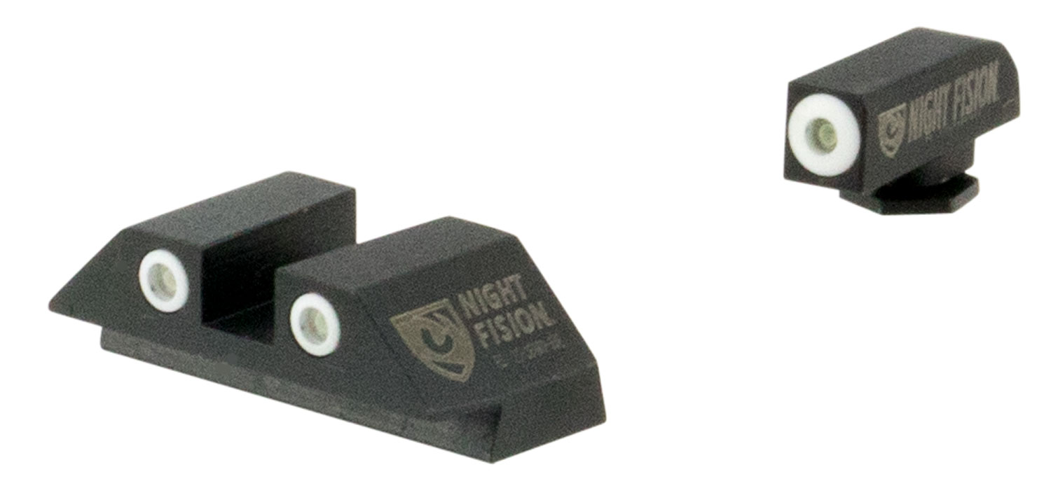 Night Fision GLK001003WGZ Tritium Night Sights For Glock Green Tritium White Outline Front Sight- Green Tritium Black Outline Rear Sight Glock 17/17L/19/22