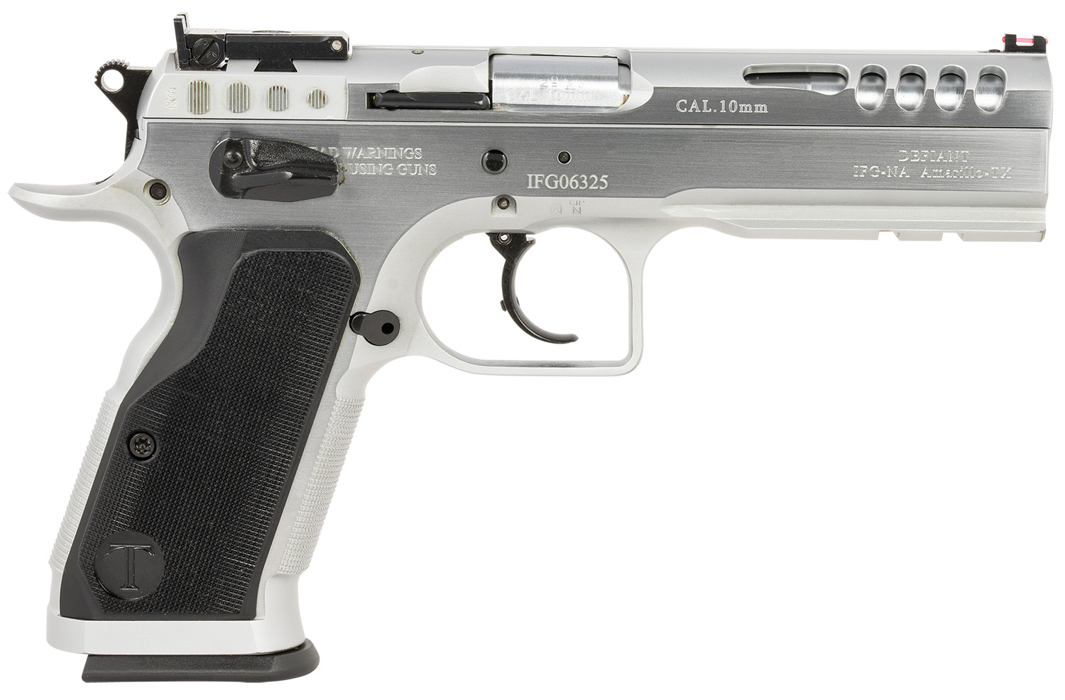 Tanfoglio IFG TFSTOCKM10 Defiant Stock Master 10mm Auto 13+1 4.75" Hard Chrome Steel/Aluminum Grip