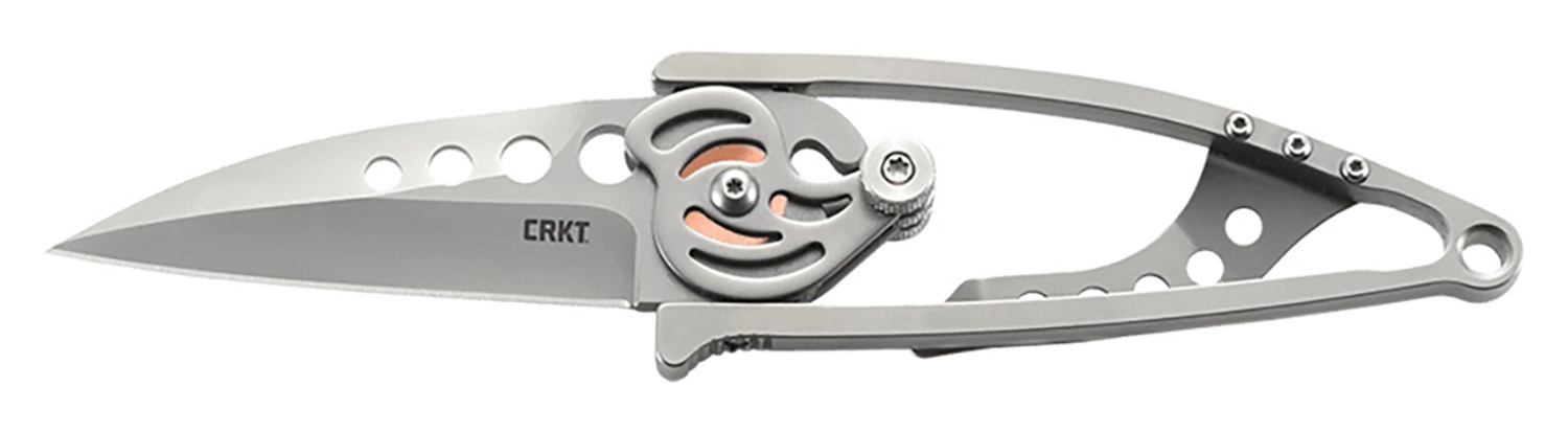 CRKT 5102N Snap Lock 2.55" Folding Drop Point Plain Bead Blasted 420J2 SS Blade/Stainless Steel Handle Features Money Clip Includes Pocket Clip