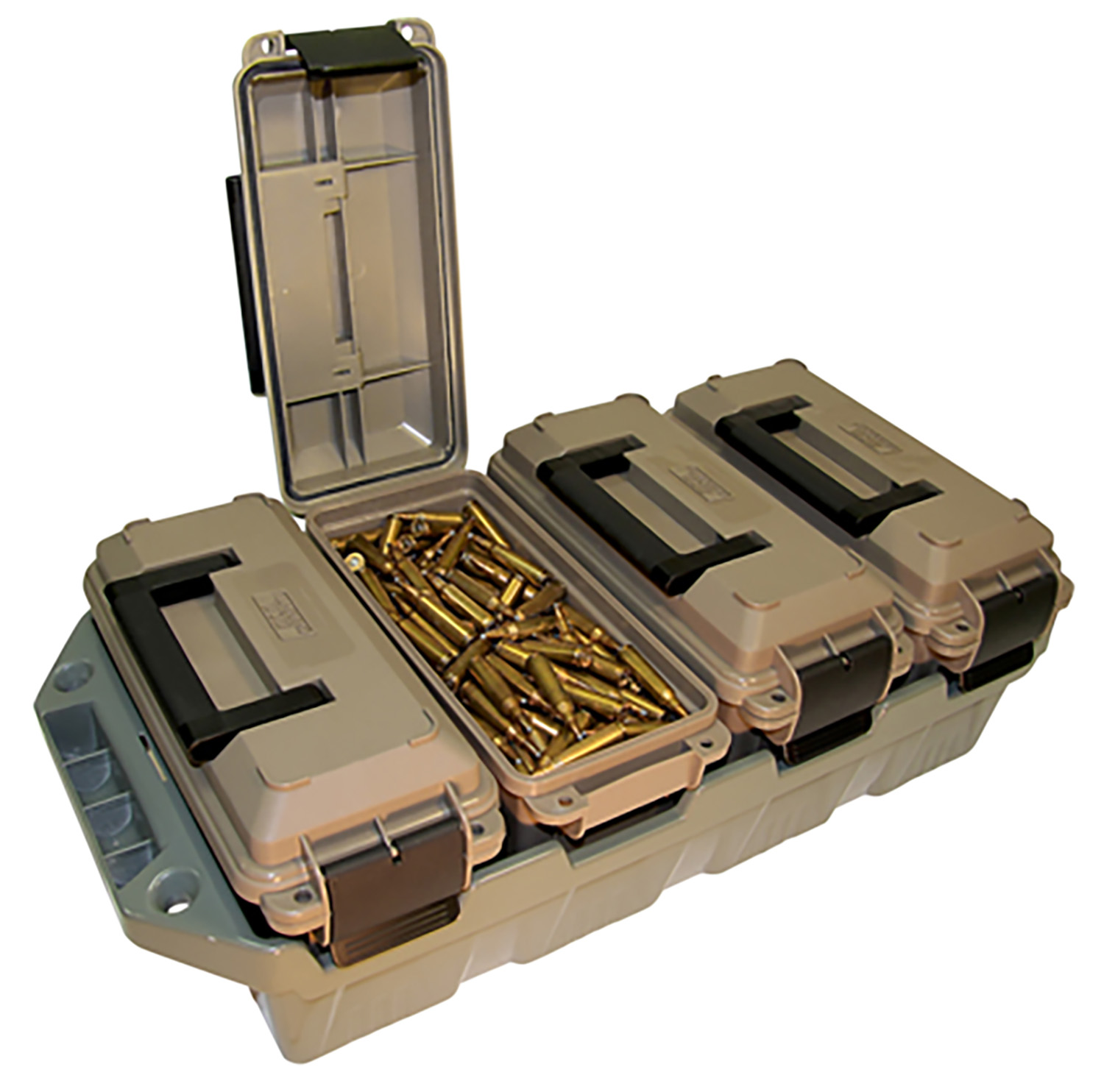 MTM Case-Gard AC4C 4-Can Ammo Crate 30Cal Dark Earth/Army Green Polypropylene