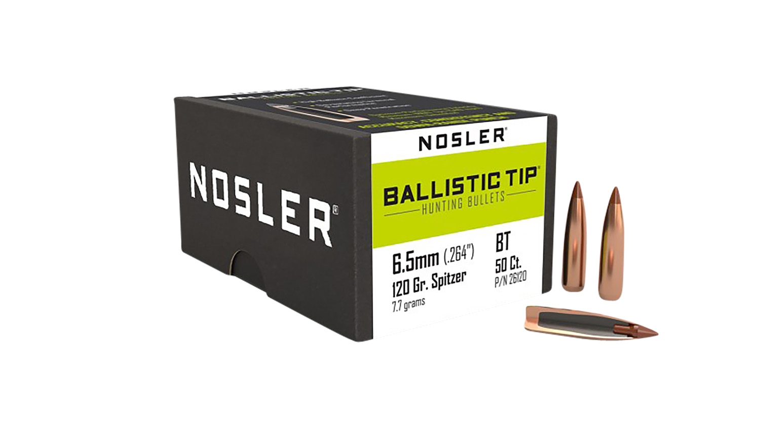 Nosler 26120 Ballistic Tip 6.5mm 120gr Spitzer 50/Box